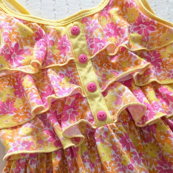 Girls Summer Sundress Set Yellow Floral & Pink Purple Tie Dye size 5 - Picture 3 of 8